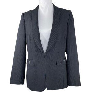 Tahari‎ ASL Women's Black and Grey Career Pinstripe Designer Blazer 12/C40